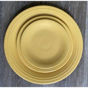 3 Vintage Yellow (sunflower?) Fiestaware Plates - 2 Unmarked, 1 Marked